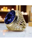 14K жълто злато Сапфир Пръстен Винтидж стил vrc089y